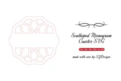 Scalloped Monogram Coaster SVG | Laser Cut Blank Template Product Image 2