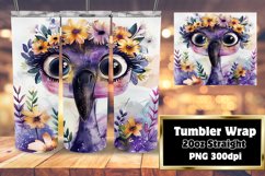 Floral Flamingo Tumbler Wrap 20oz Sublimation Product Image 1