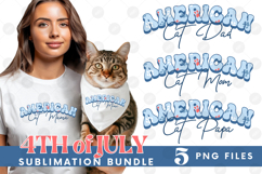 American Cat Mama Papa 4th of July USA Paw DTF PNG Bundle Product Image 1