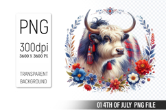 4th of July Cow Clipart PNG, Animal illustration for crafts Product Image 1