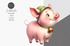 Farm animals clipart, Pig clipart, Watercolor clipart Product Image 1