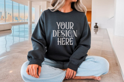 Dark Heather Gildan 18000 Mockup, Gildan Sweatshirt Mockup Product Image 1