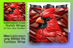 Xmas Sublimation Cardinal Bird: 3D Inflated Puff Tumbler Product Image 1