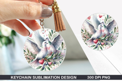 Dove Keychain Sublimation - Valentine Keychain PNG Design Product Image 1