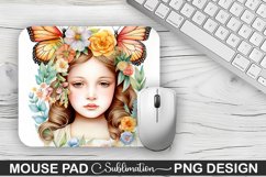 Rainbow Butterfly and Flowers Sublimation Mouse Pad Design Product Image 1