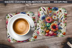 Flowers Coaster Sublimation, Spring Coaster PNG Design Product Image 1