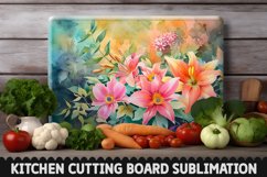 Cutting Board Sublimation Design - Flowers Sublimation PNG Product Image 1