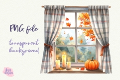 4 Fall Window Scene PNG Sublimation Baking Clipart Product Image 2
