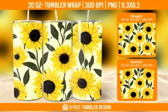 Sunflower Tumbler Wrap Designs, Sublimation Wrap Product Image 1