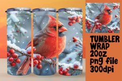 Holiday Cardinal Bird Sublimation | 20oz Tumbler Wrap Product Image 1