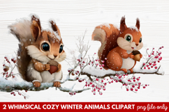 Whimsical Cozy Winter Animals Clipart | Cute Snowy Forest Product Image 1