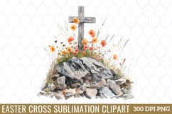 Easter Cross Sublimation Clipart Product Image 1