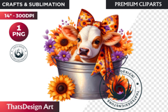 Cute Autumn Animals &amp; Sunflowers - Thanksgiving Clipart Product Image 1