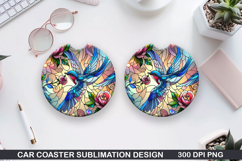 Robin Car coaster sublimation, Valentines Coaster PNG Product Image 1