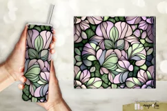 STAINED GLASS FLORAL sublimation tumbler wrap design png Product Image 3