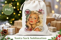 Vintage Girl Christmas Santa Sack, Christmas Gift Bag Product Image 1