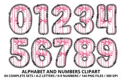 Coquette Bow Patchwork Alphabet PNG Letters &amp; Numbers 300DPI Product Image 5