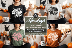 halloween sweatshirt mockup, autumn mockup, festive mockup Product Image 1