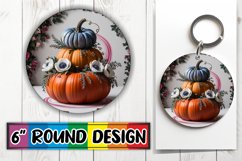 Cute Autumn Pumpkin with Floral Round Design PNG Product Image 1