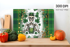 Funny Skeleton with Beer Cutting Board PNG Sublimation Desig Product Image 1