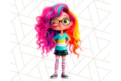 Cute Girl Clipart PNG, Playful Character Illustration Product Image 2