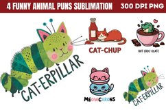 Funny Animal Puns Sublimation PNG Product Image 1