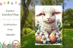 Floral Garden Flag Design, Easter Lamb Garden Flag Template Product Image 1