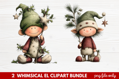 Whimsical Elf Clipart | Cute Christmas Elf PNG Illustration Product Image 1