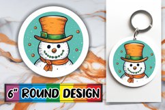 Festive Snowman Round Ornament Sublimation Artwork Product Image 1