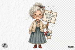 Whimsical Patriotic Grandma Clipart Product Image 1
