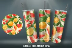 Colorful Orange&Watermelon Tumbler Wrap Sublimation Design Product Image 2
