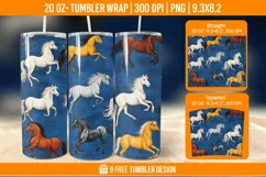 Horse Seemless Tumbler Wrap Designs, Sublimation Wrap Product Image 1