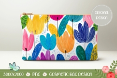Tulips Cosmetic Bag, Colorful Cosmetic Bag Sublimation Product Image 1