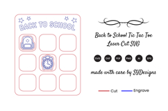 Back to School Tic Tac Toe Laser Cut SVG Product Image 2