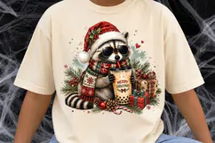 Cool Christmas Raccoon Iced Coffee PNG Sublimation File Product Image 4
