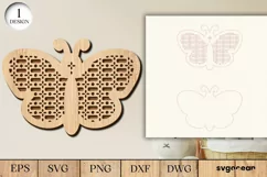 Rattan Butterfly Sign Laser Cut File | Door Hanger | Svg Product Image 2