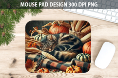 Cat Mouse pad Sublimation - Thanksgiving PNG Design Product Image 1