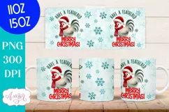 Funny Christmas mug wrap PNG, Christmas rooster coffee mug Product Image 4