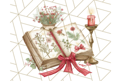 Christmas Book Clipart, Festive Reading PNG Illustrations Product Image 2