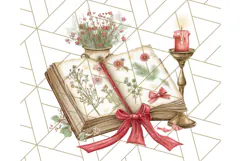 Christmas Book Clipart, Festive Reading PNG Illustrations Product Image 2