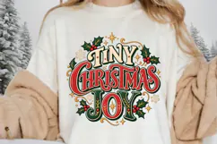 Tiny Christmas Joy PNG - Vintage Holiday Typography Holly Product Image 2