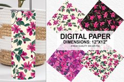 Fuchsia Flowers Pattern Digital Paper- Flowers Background Product Image 1
