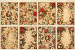 Flowers in Christmas Junk Journal Pages Product Image 2