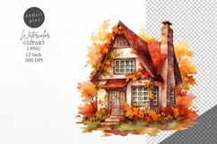 Autumn clipart, Cottage clipart, Fall clipart Product Image 1
