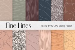 Neutral Abstract Fine Line Art Digital Paper Product Image 1