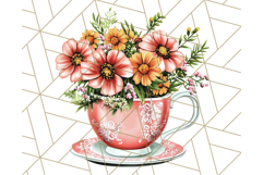 Vintage Floral Teacup Clipart PNG, Blooming Teacups Clip Art Product Image 2