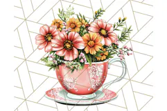 Vintage Floral Teacup Clipart PNG, Blooming Teacups Clip Art Product Image 2