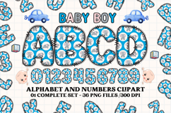 Baby Boy Alphabet PNG Clip Art, baby boy letters doodle Product Image 1