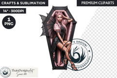 Pastel Goth Fairy Clipart, Black Pink PNG fantasy clipart Product Image 1