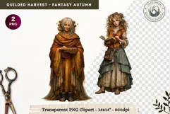 Fantasy Autumn Gilded Harvest PNG Clipart whimsical witch Product Image 1